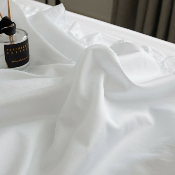 Ruffle Edge Bedding - Snow White: 4 Pieces Luxury Twin