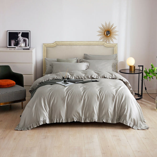 6 Pieces Luxury Queen Size Duvet Cover Set- Ruffle