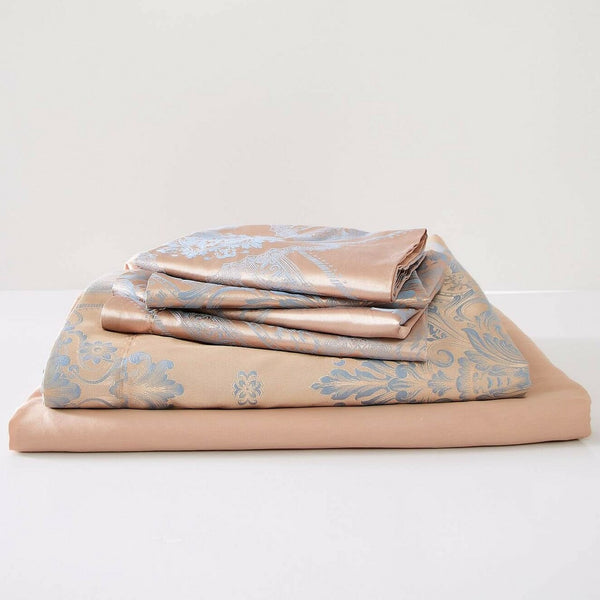 6 Pieces Luxury Jacquard King Size Duvet Cover Set- Champagne Desire