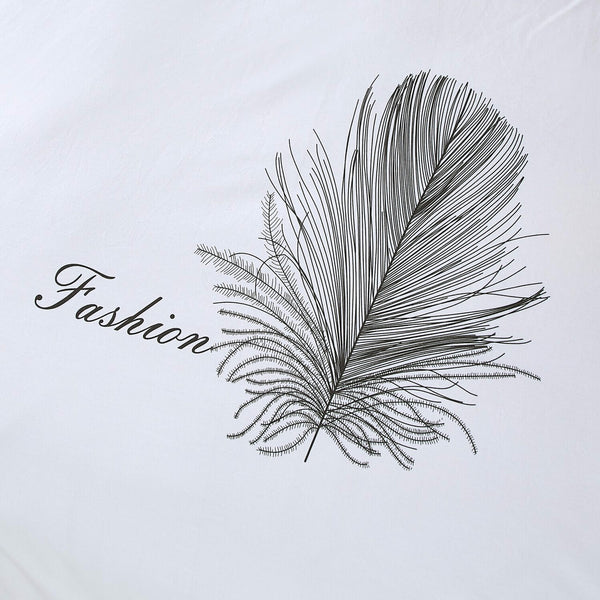 King size 6 Piece 100% Cotton Duvet Cover Set- White Feather