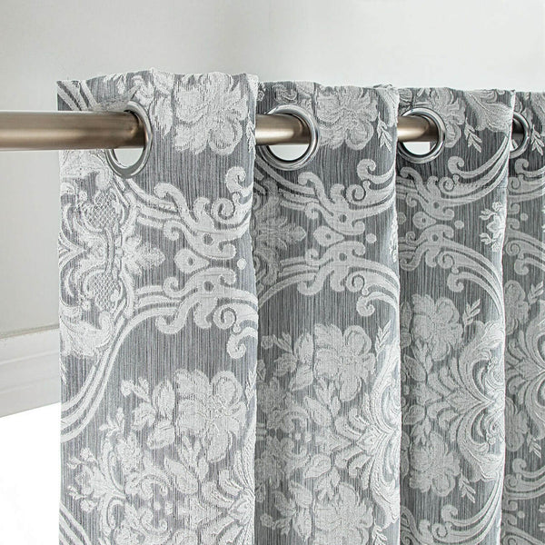 Curtain Panel Semi-Blackout Drapes- Black Floral