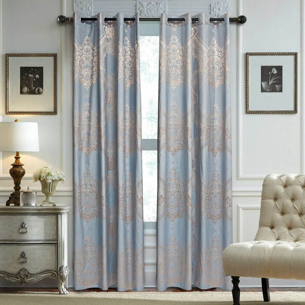 Jacquard Grommet Semi-Blackout Curtain Panels- Mauve