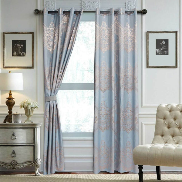 Jacquard Grommet Semi-Blackout Curtain Panels- Mauve