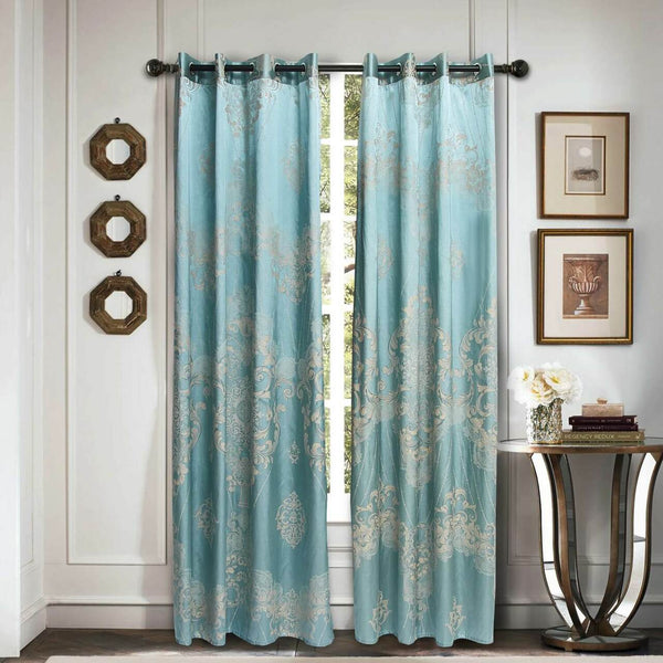 Jacquard Grommet Semi-Blackout Curtain Panels- Pistachio Ice Cream