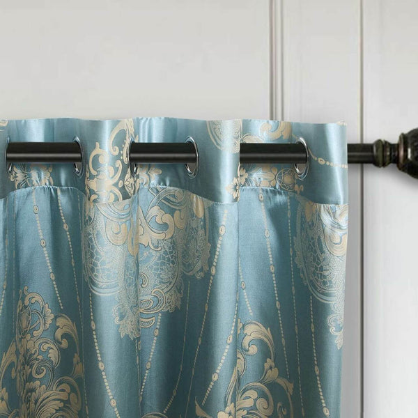 Jacquard Grommet Semi-Blackout Curtain Panels- Pistachio Ice Cream