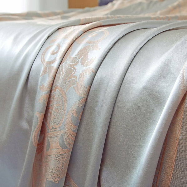 Jacquard Grommet Semi-Blackout Curtain Panels- Silver Peach