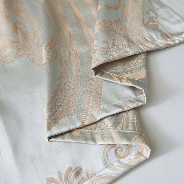 Jacquard Grommet Semi-Blackout Curtain Panels- Silver Peach