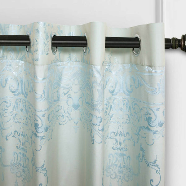 Jacquard Grommet Semi-Blackout Curtain Panels- Cloud Blue