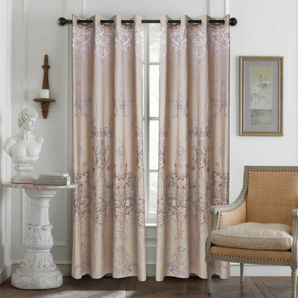 Jacquard Grommet Semi-Blackout Curtain Panels- Pink Peony