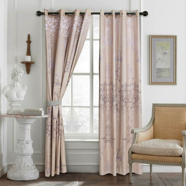 Jacquard Grommet Semi-Blackout Curtain Panels- Pink Peony
