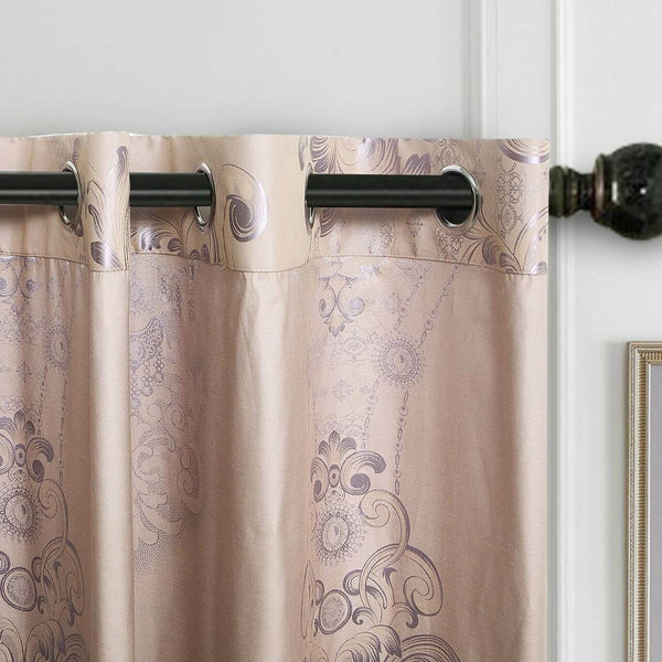 Jacquard Grommet Semi-Blackout Curtain Panels- Pink Peony