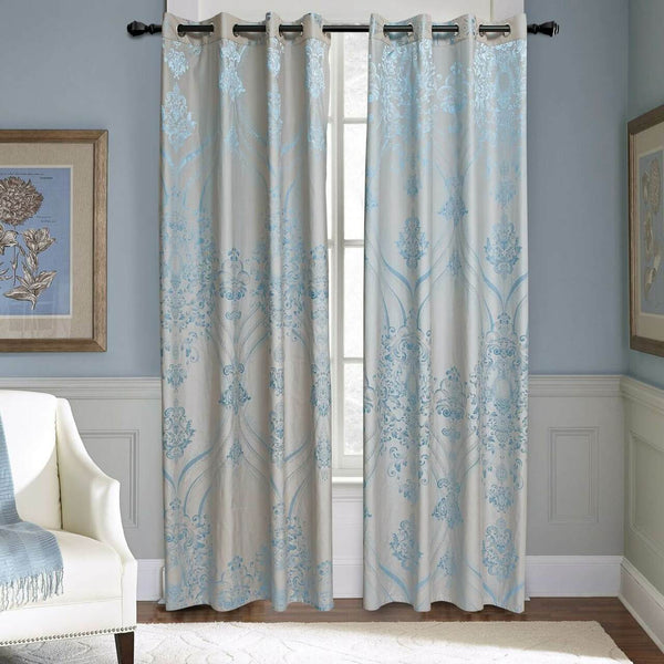 Jacquard Grommet Semi-Blackout Curtain Panels- Pale Blue