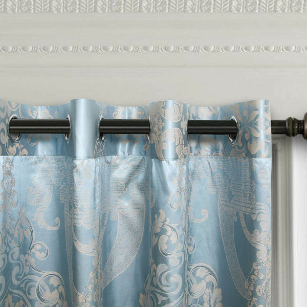 Jacquard Grommet Semi-Blackout Curtain Panels- Ocean