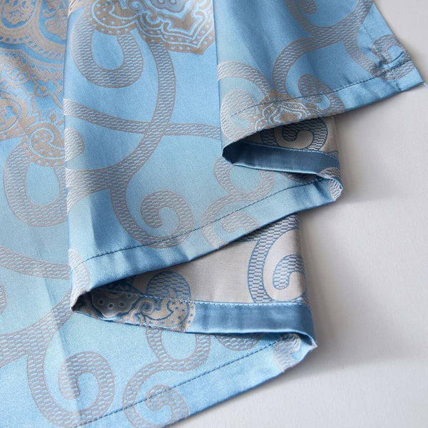 Jacquard Grommet Semi-Blackout Curtain Panels- Aqua Blue