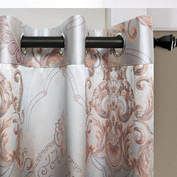 Jacquard Grommet Semi-Blackout Curtain Panels- Rose